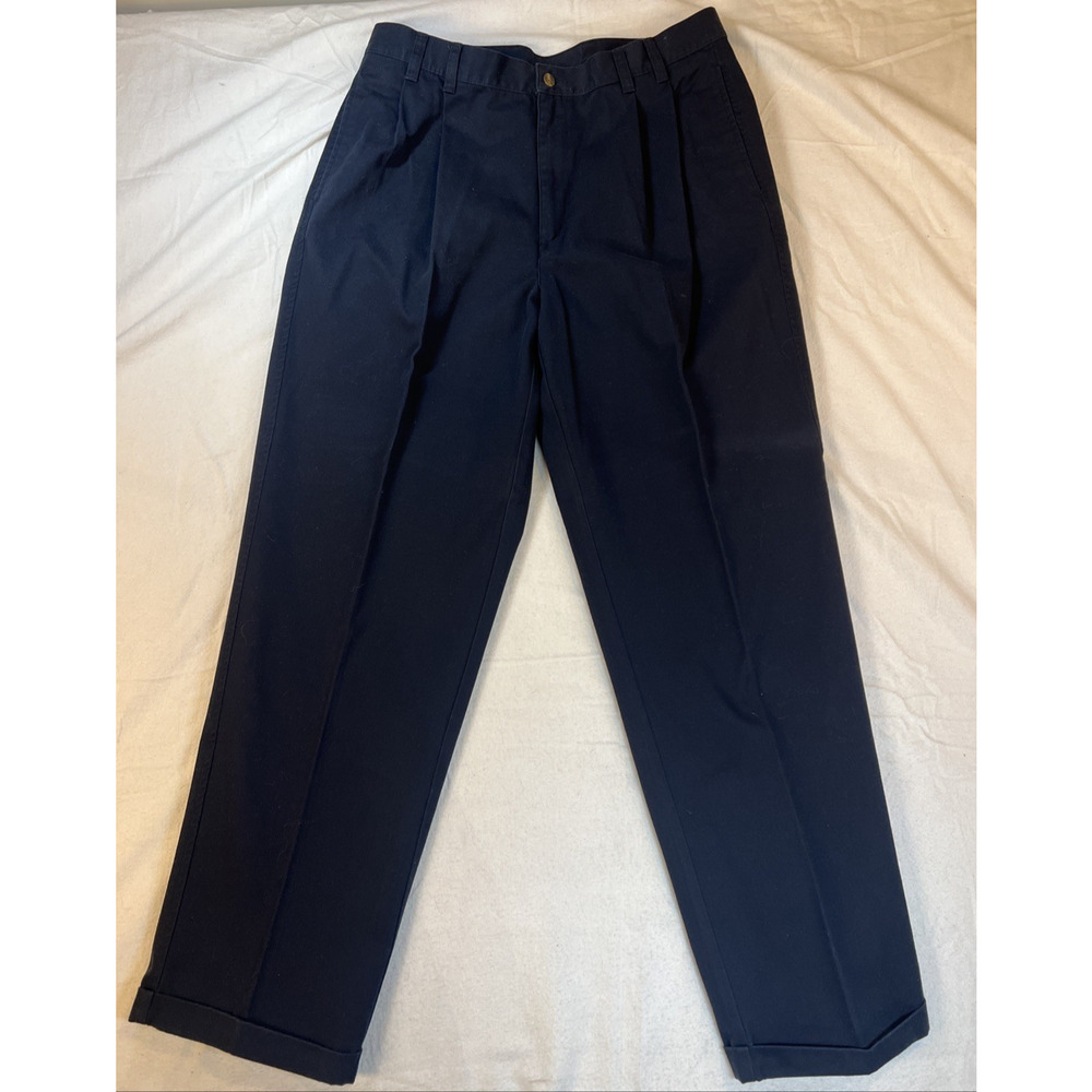 Jos.‎ A. Bank Black Pants 36x32 Relaxed Fit Pleated Front Twill